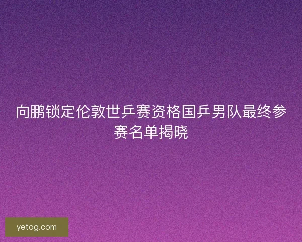 向鹏锁定伦敦世乒赛资格国乒男队最终参赛名单揭晓